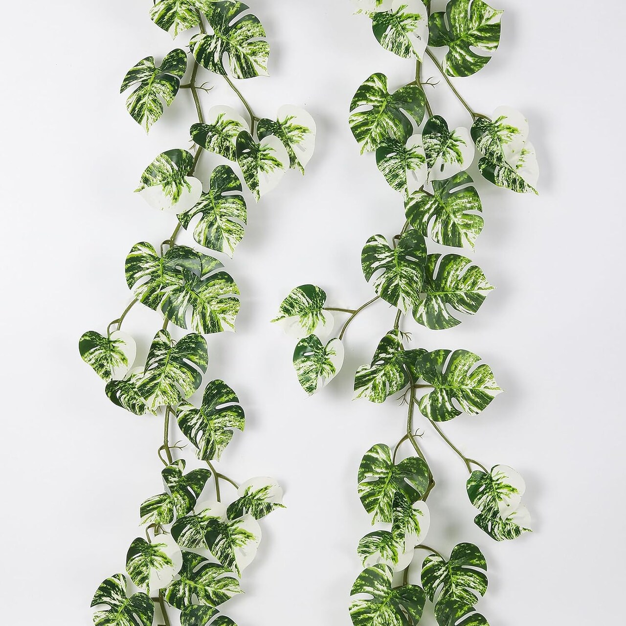 Artificial Tropical Palm Leaves Vines 2PCS 5.6Ft Fake Monstera Leaf Greenery Rattan UV Resistant Faux Hanging Ivy Plants Garland Indoor Outdoor Hawaiian Jungle Beach Party Home Garden Decor